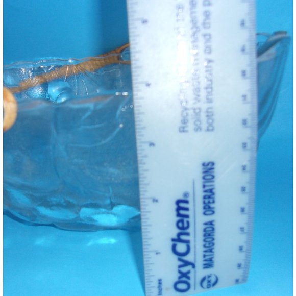 Large Oval Clear Glass Fruit Bowl Easter Egg Basket Decor w/ Rattan-Bamboo Handl - Picture 8 of 10